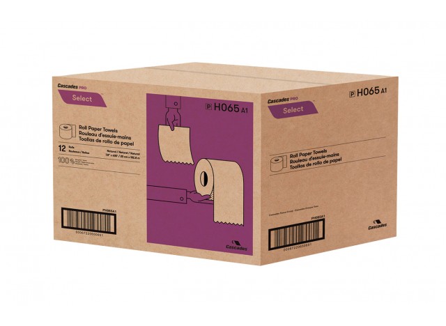 Papier essuie-mains - largeur de 7,8" (19,8 cm) - Rouleau de 600' (182,9 m) - boîte de 12 rouleaux - brun - Cascades Pro H065