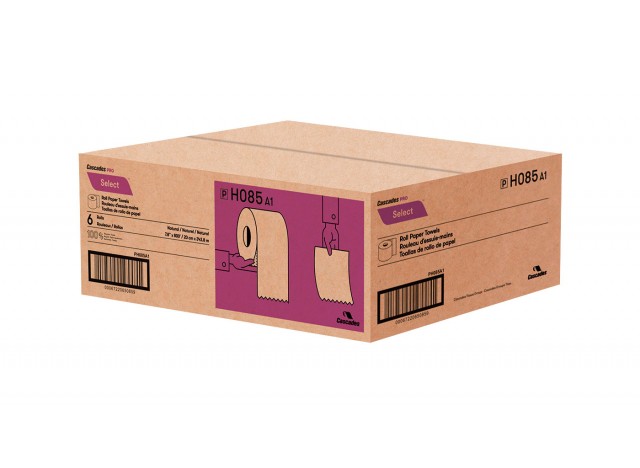 Paper Hand Towel - 7.9" (120 cm)  Width - Roll of 800' (243.4 m) - Box of 6 Rolls - Brown - Cascades Pro H085