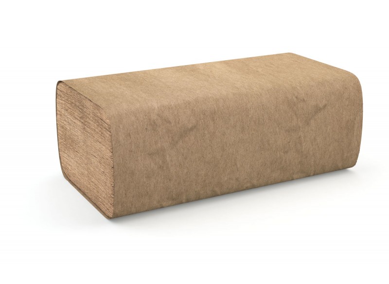 Papier essuie-mains - plis simples - 9" x 9,45" (22,9 cm x 24 cm) - boîte de 16 paquets de 250 feuilles - brun - Cascades Pro H115