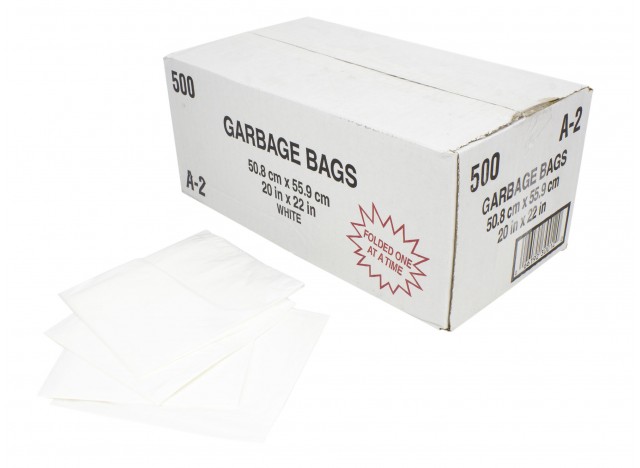 Commercial Garbage / Trash Bags - Regular - 20" x 22" (50.8 cm x 55.8 cm) - White - Box of 500