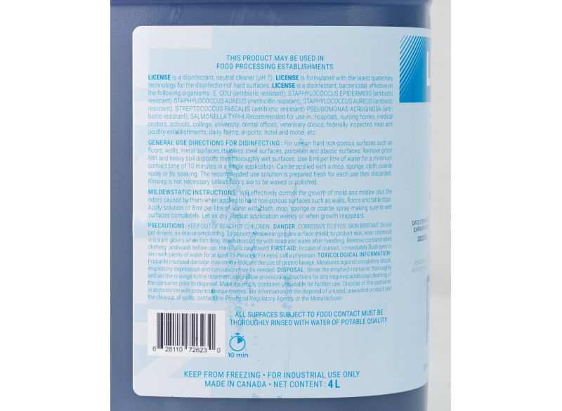 Neutral Concentrated Desinfectant Cleaner - 1.06 gal (4 L) - License - Disinfectant for use against coronavirus (COVID-19)