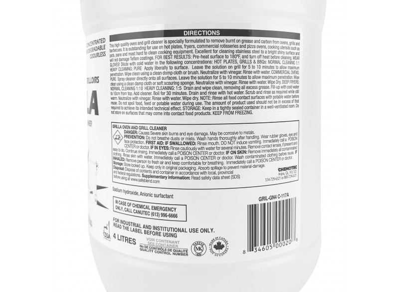 Nettoyant à four et grille  Grilla4 L concentre (1,06 gal) Safeblend GRIL