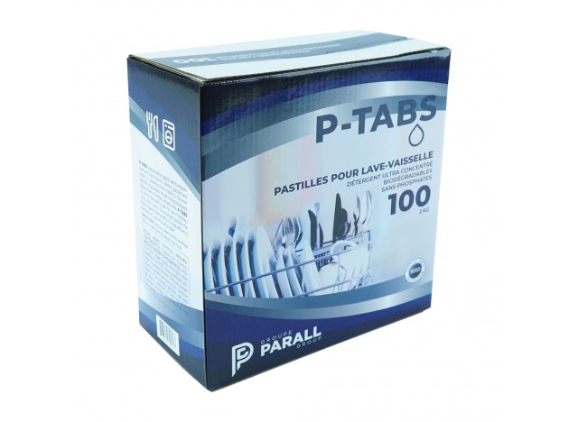 Pastilles ultra concentrées et sans phosphate pour lave-vaisselle - boîte de 100 - Parall  P-TABS