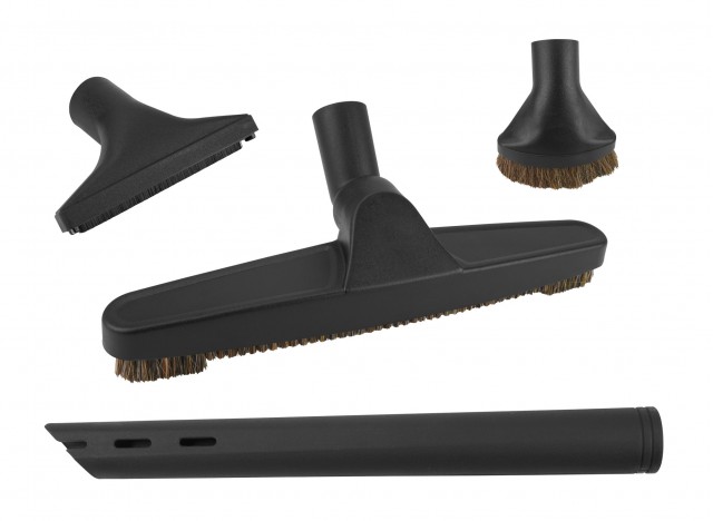 Central Vacuum Brush Kit - Floor Brush - Dusting Brush - Upholstery Brush - Crevice Tool - Black