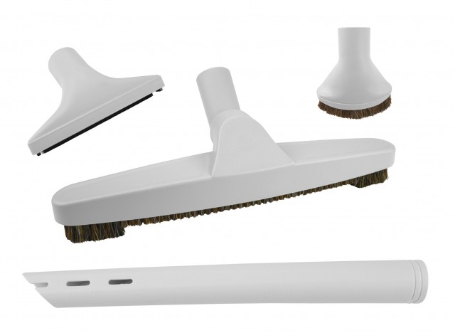 Ensemble de brosses pour aspirateur central - brosse à plancher - brosse à épousseter - brosse pour meubles - outil de coins - gris