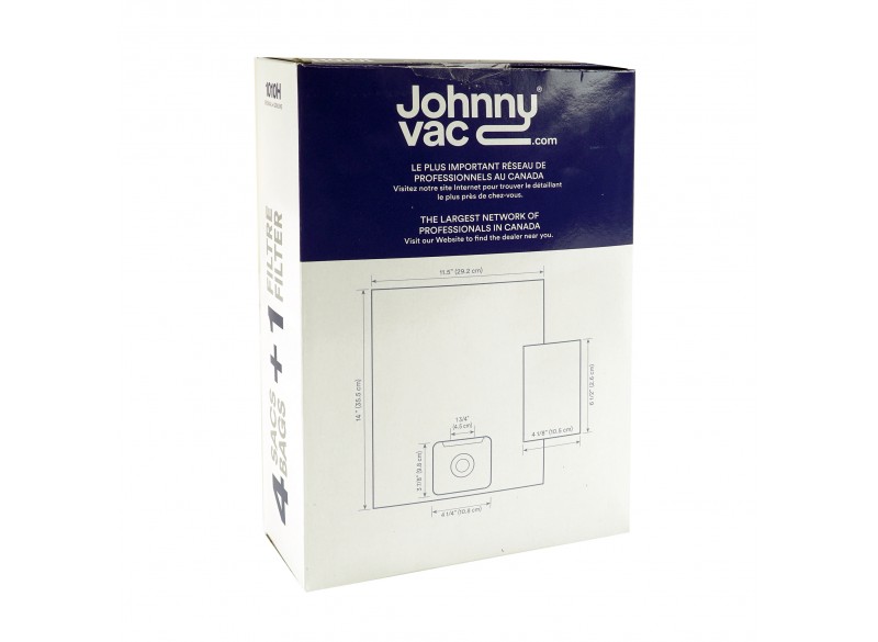 Sac microfiltre HEPA pour aspirateur chariot - Johnny Vac XV-10 et XV-10 Plus - paquet de 4 sacs + 1 filtre