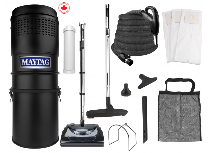 Maytag® Central Vacuum Kit - 566 Airwatts - 30' (9 m) Hose - Power Nozzle - Complete Set of Accessories